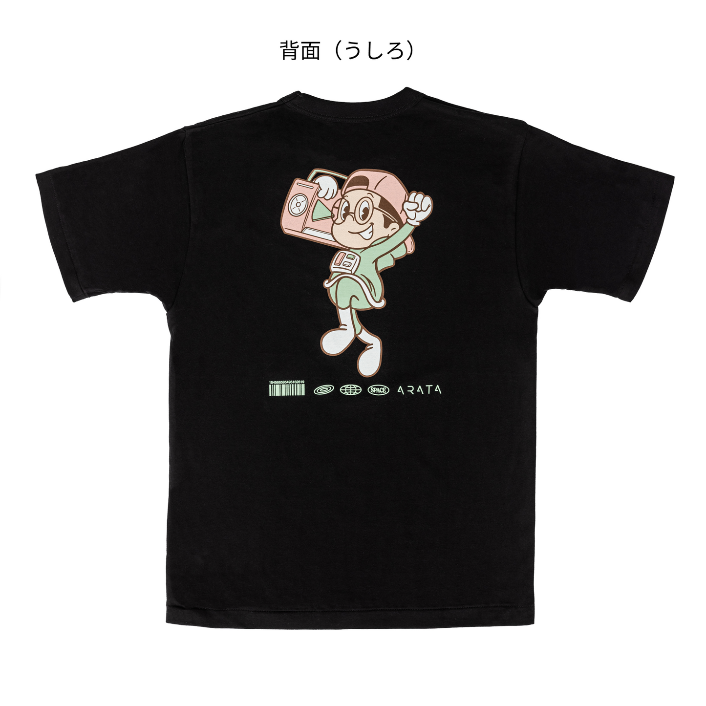 Tシャツ ラジカセBOY ピンク（生地・黒）　